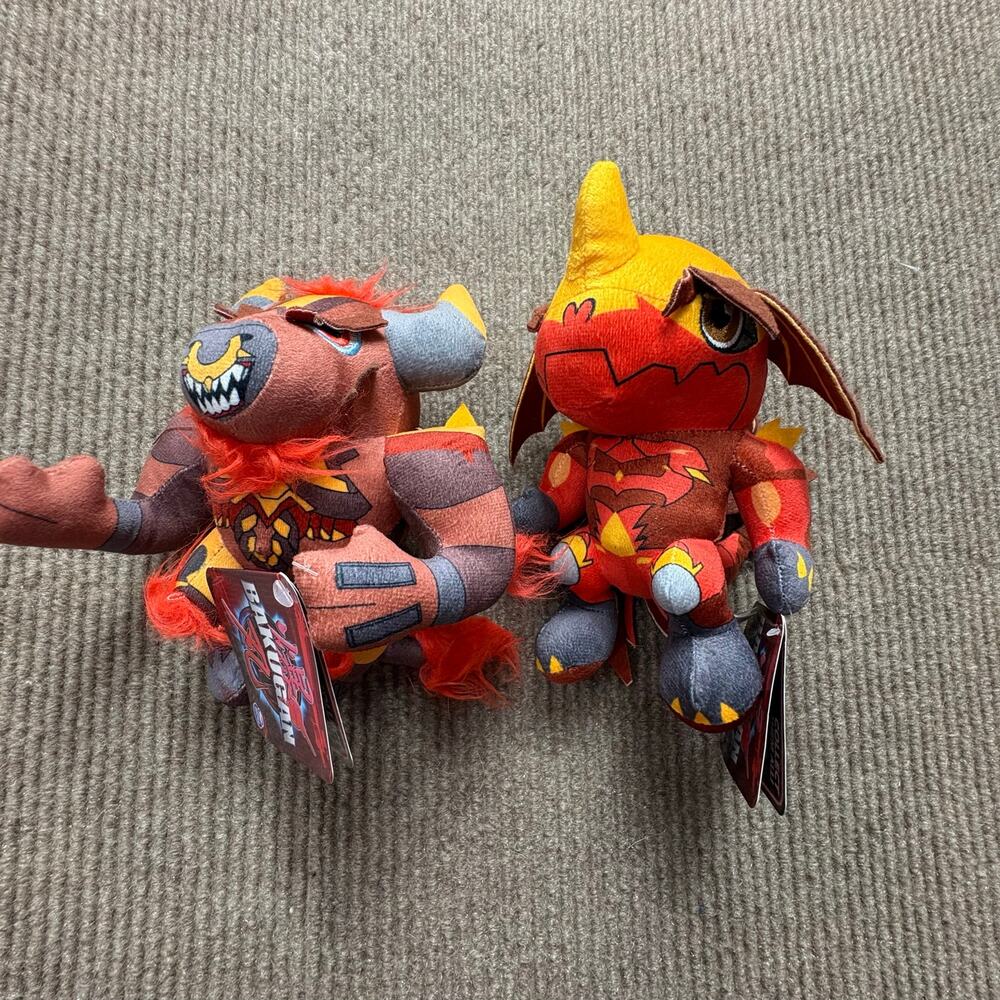 New Bakugan PlushLot  Bruiser The Bull and Dragon 7” Stuffed Toy Factory 2025